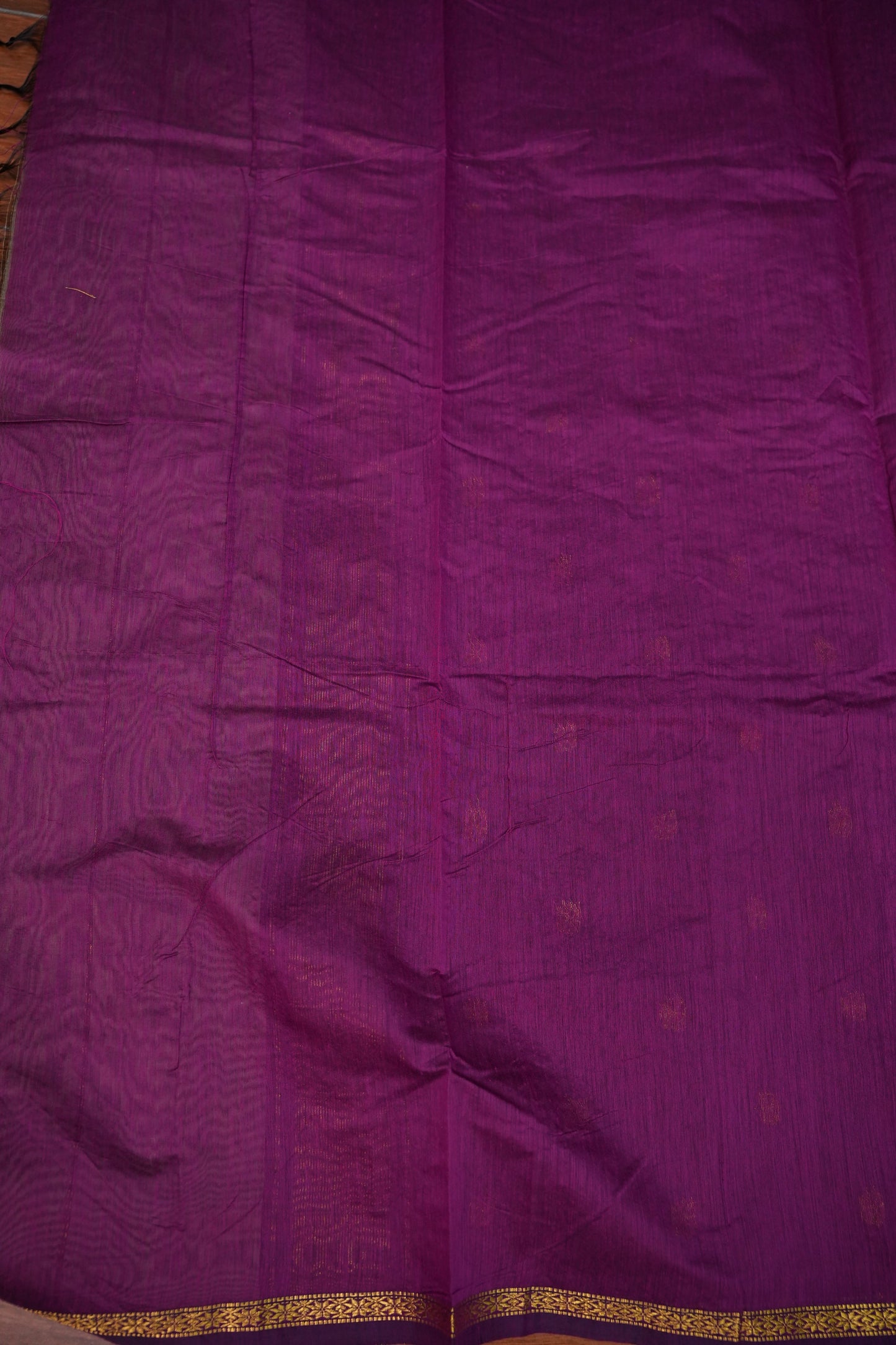 Maheshwari Silk Cotton Saree | Beige with Purple
