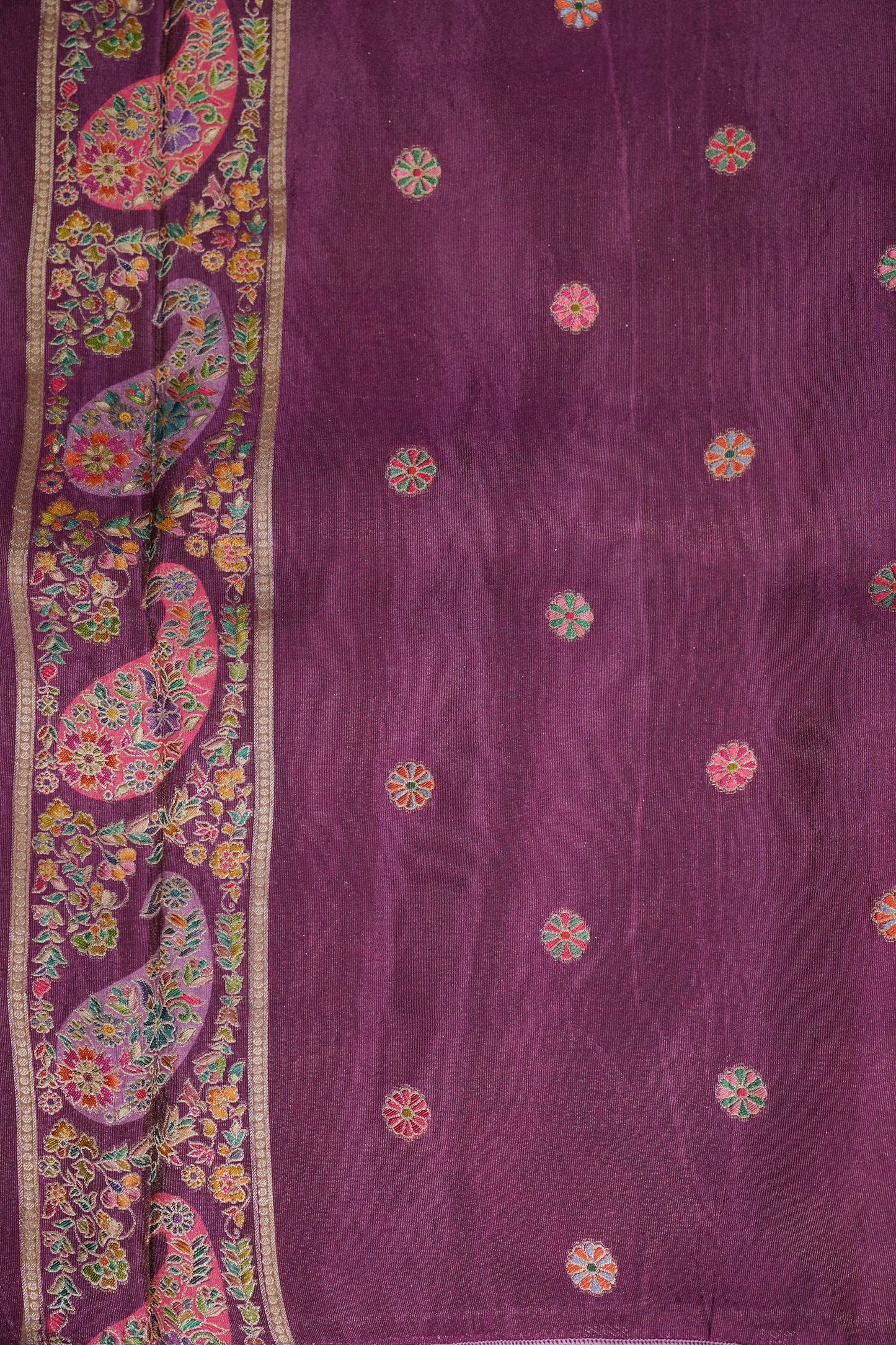 Kashmiri Pashmina Mellow Tissue Banarasi Saree - Dusty Lavender / Lilac Tone.