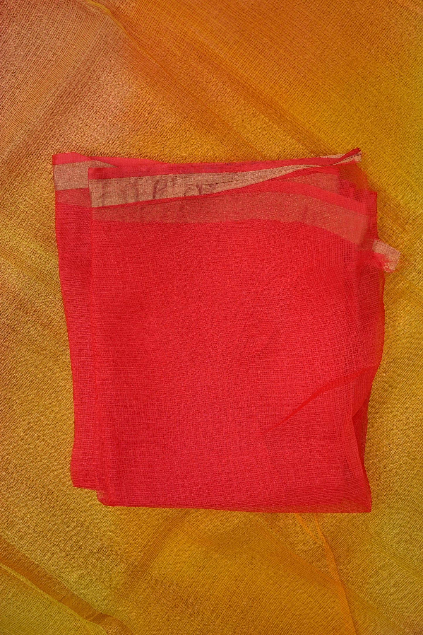 Silk Kota Multicolor Saree - Yellow & Warm Orange
