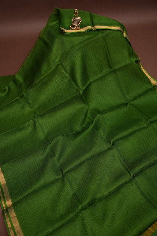 Silk Kota Plain Saree - Green