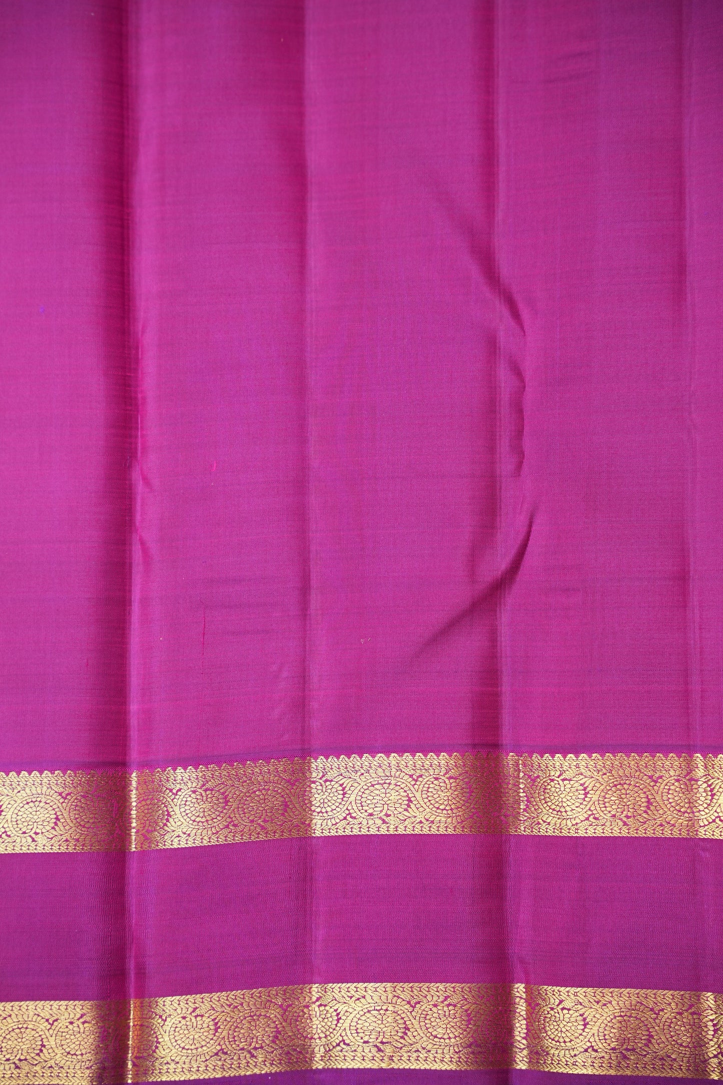 Pure Kanchipuram Silk Saree with Rich Zari Border - Peach & Magenta