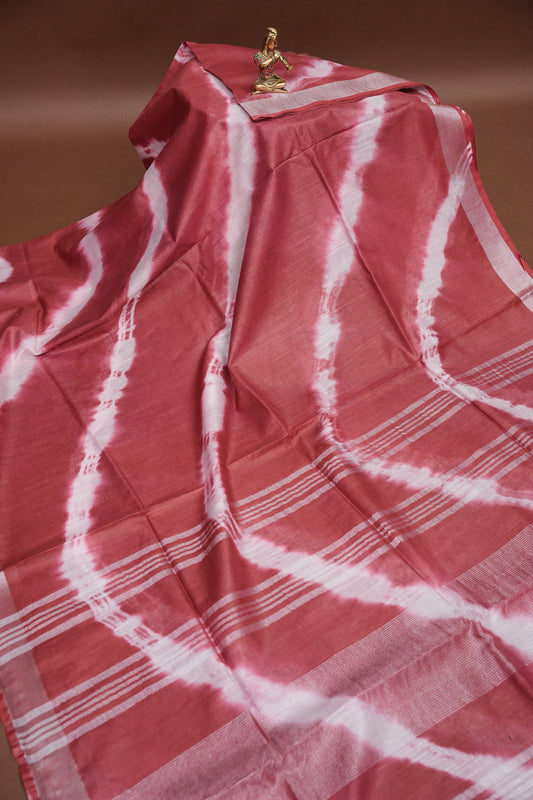 Pure Linen Shibori Print Saree - Maroon