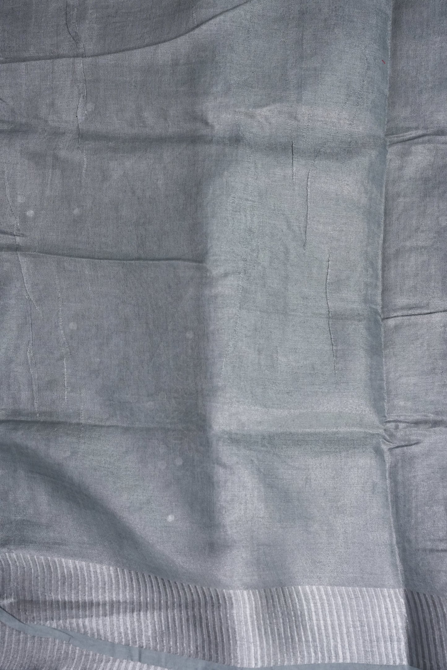 Hand Embroidered Pure Tissue Linen Silk Saree - Silver Grey