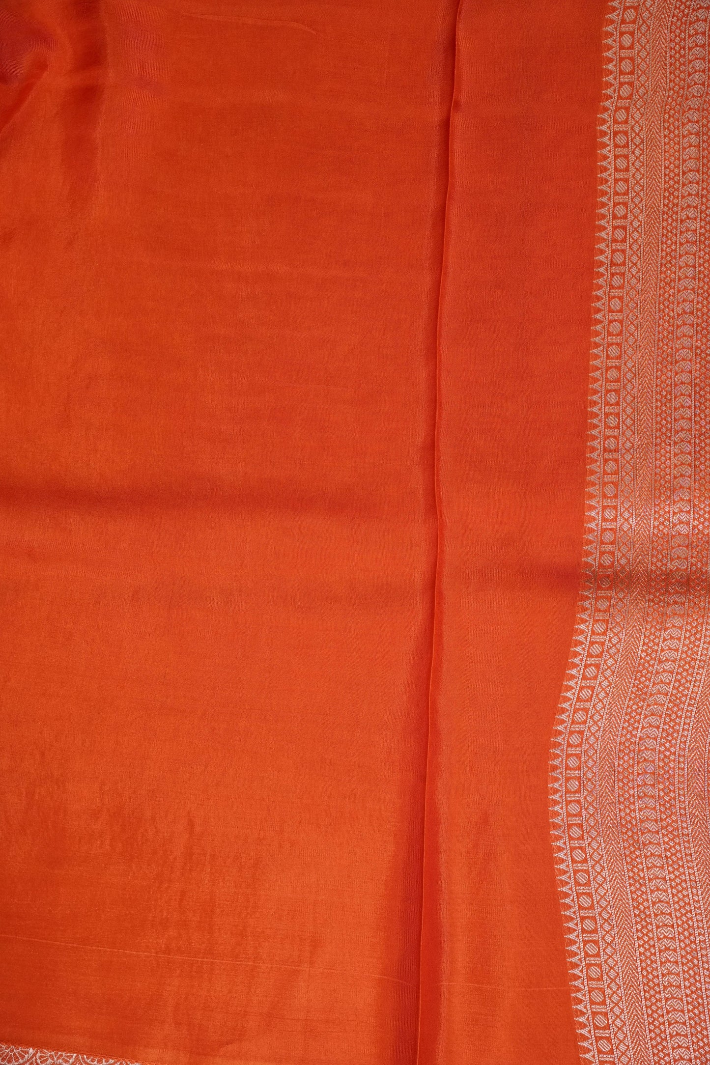 Banarasi Silk Saree – Vibrant Coral Orange with Antique Gold Zari Floral Weave