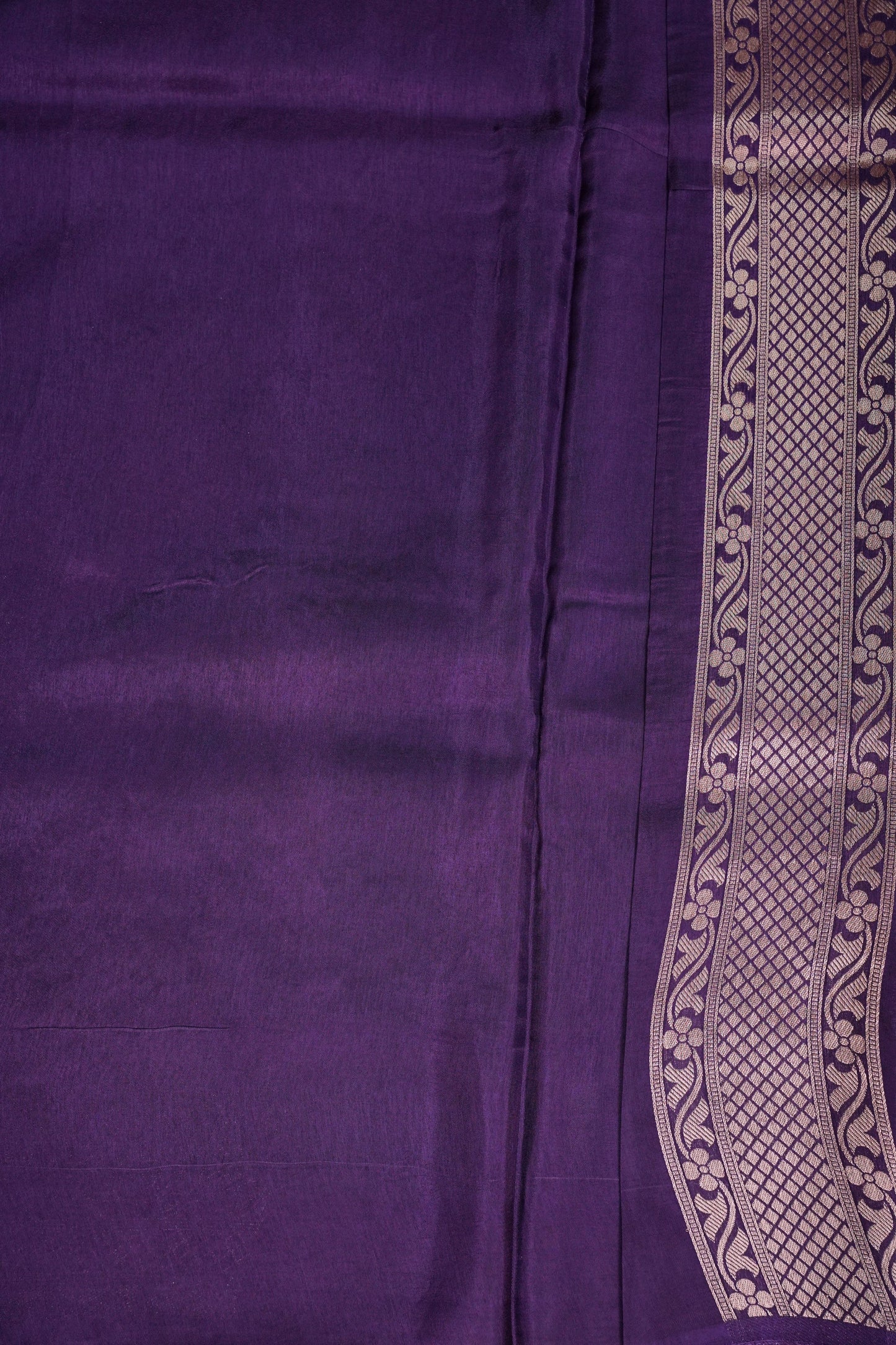 Banarasi Silk Saree – Royal Purple with Intricate Gold Zari Floral Weave