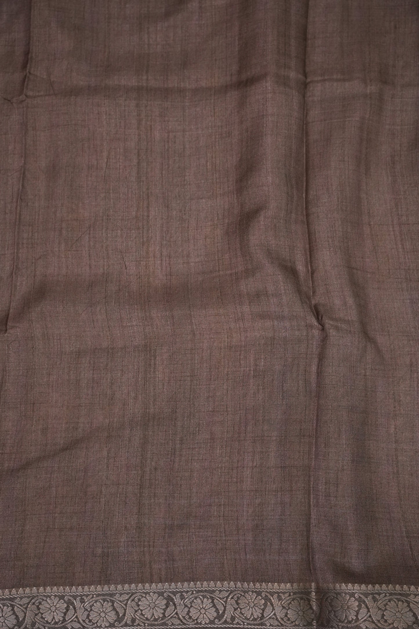 Linen Tussar Saree with Floral Kalamkari Digital Print β Slate Grey