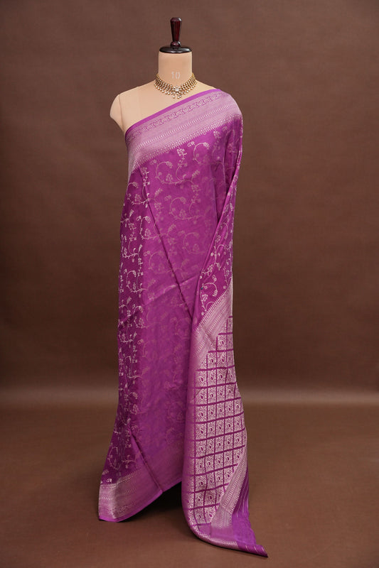 Banarasi Silk Saree β Elegant Orchid Pink with Intricate Subtle Gold Zari Weave