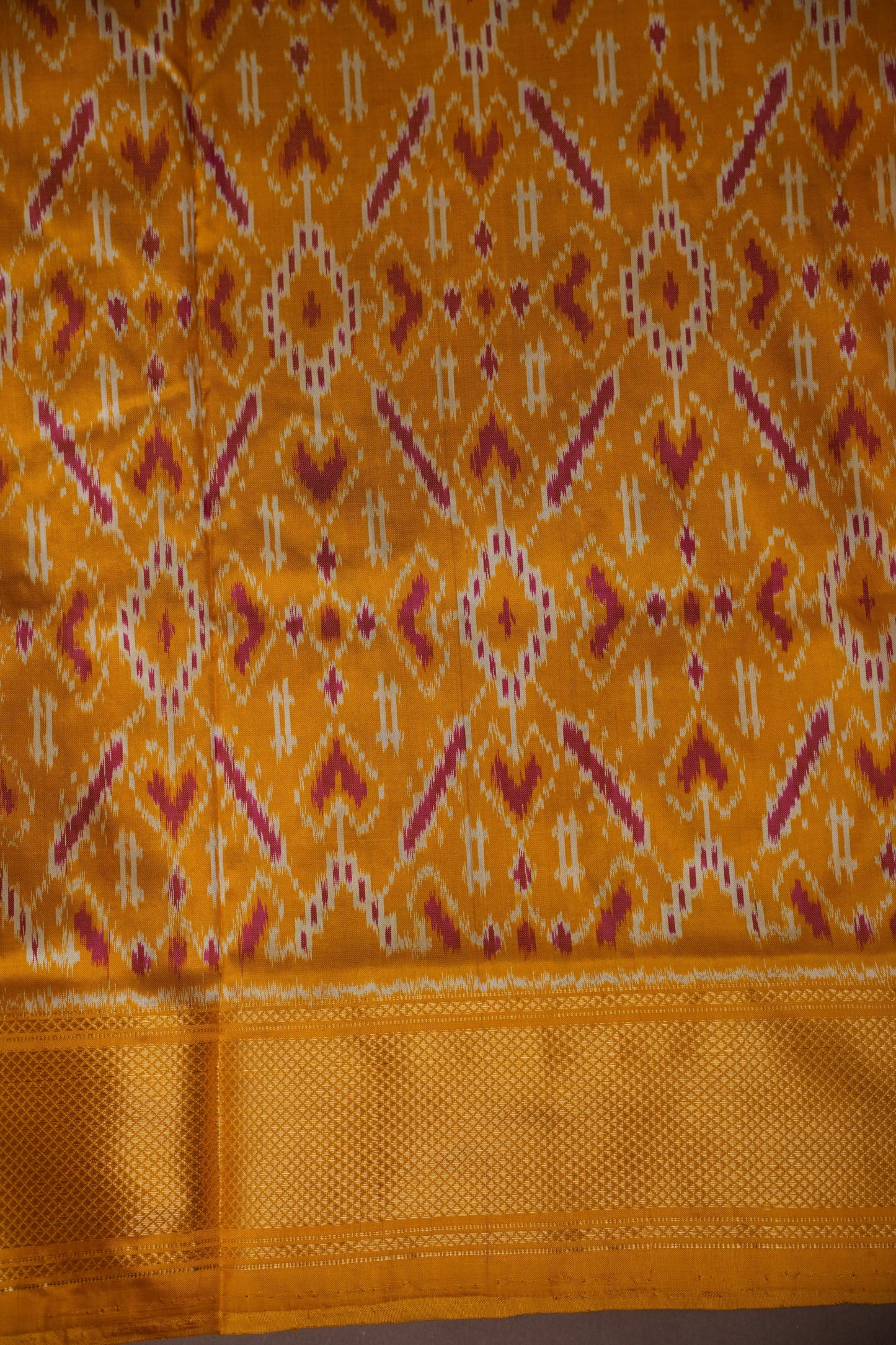Pure Ikkat Soft Silk Saree - Deep Purple & Mustard Yellow