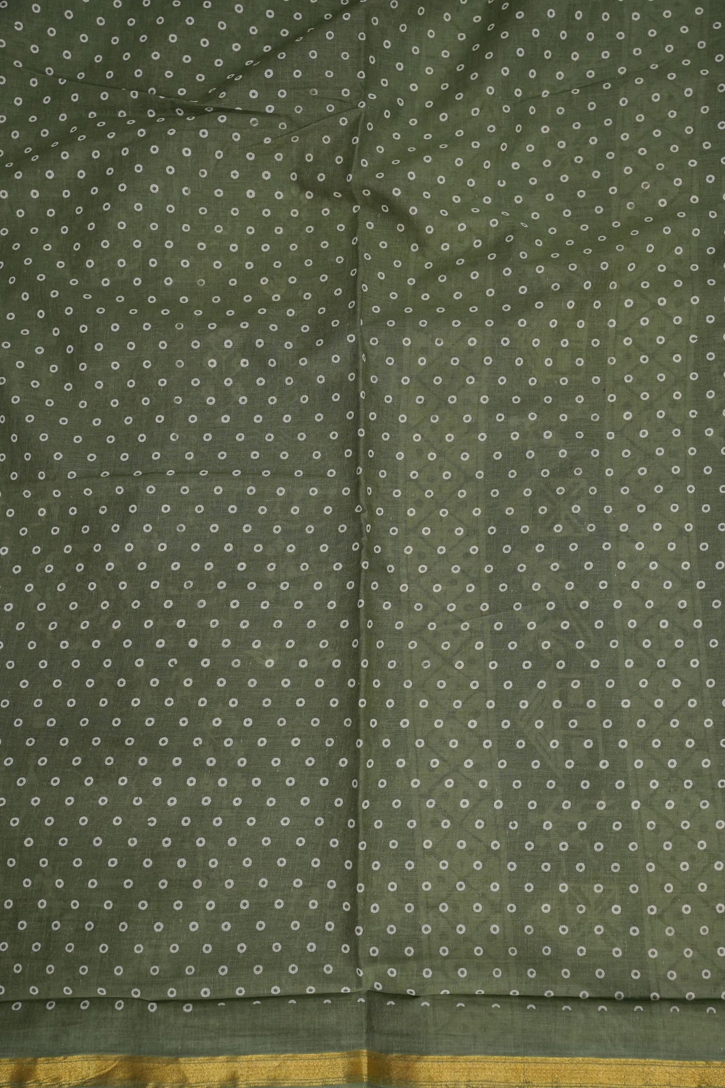 Earthy Elegance Handloom cotton Saree – Olive Green with Tribal Motifs