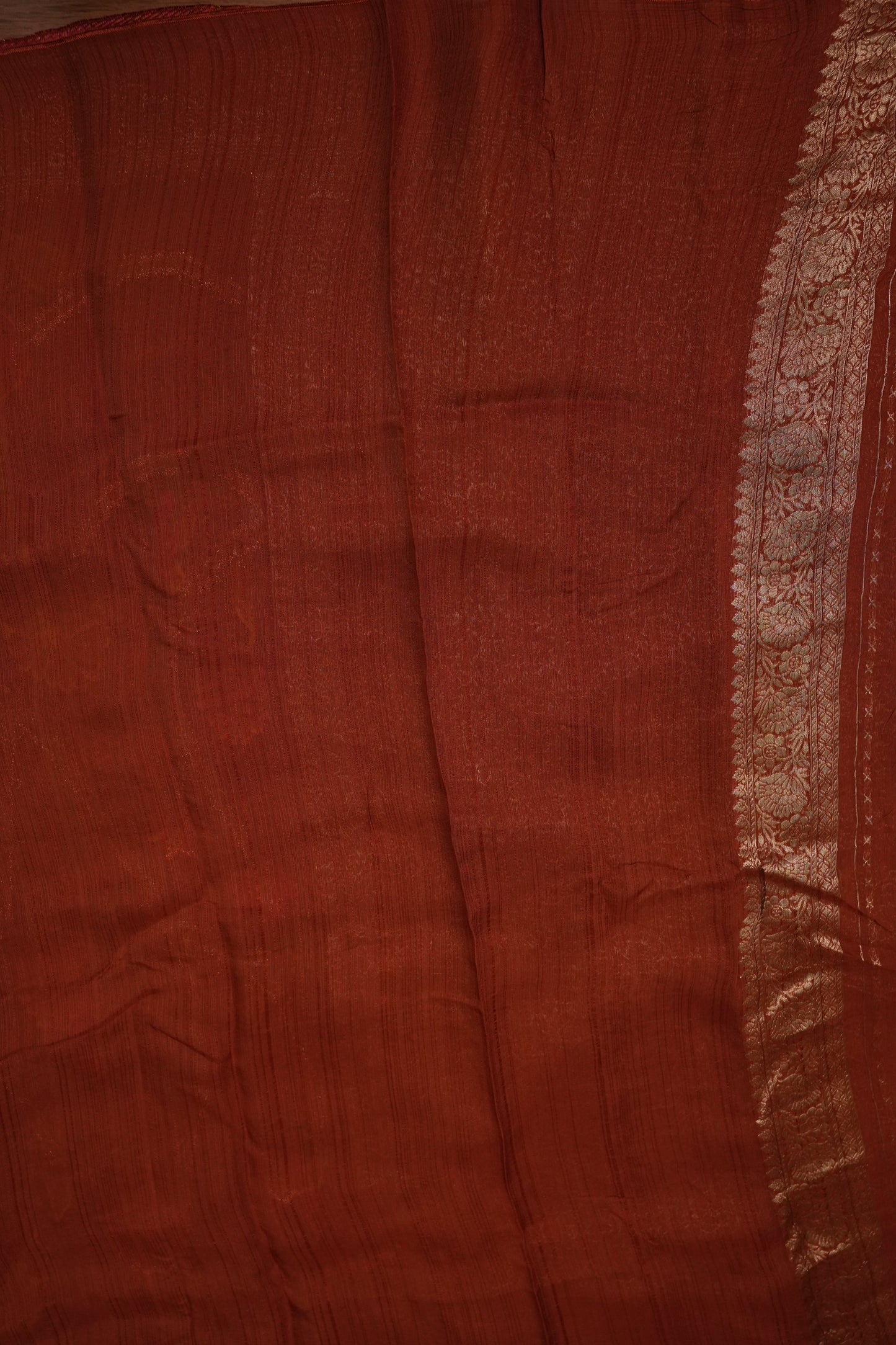 Soft Matka Banarasi Saree with Needle Design Work β Rust Orange