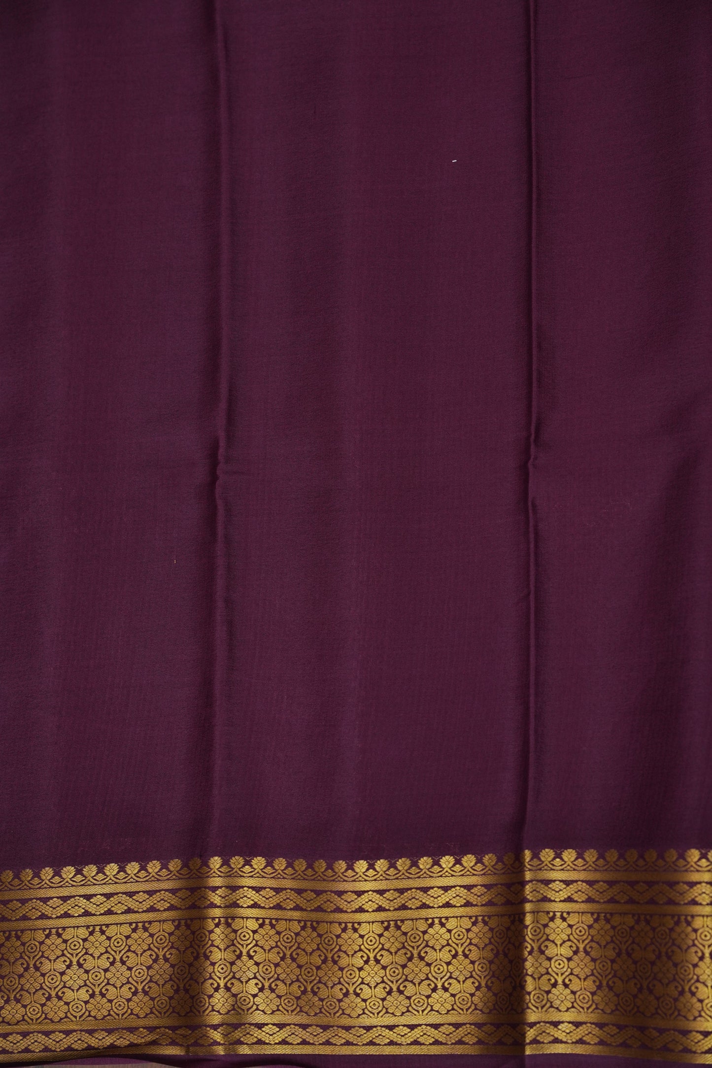 Pure Crepe Mysore Silk Saree - Ivory and Deep Purple