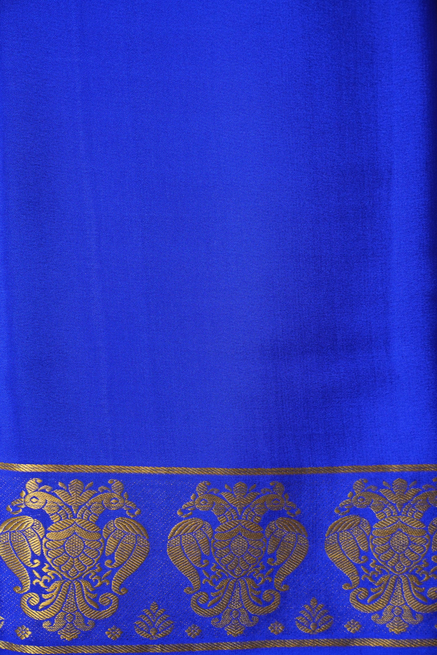 Pure Crepe Mysore Silk Saree - Ink Blue With Gandaberunda Motifs