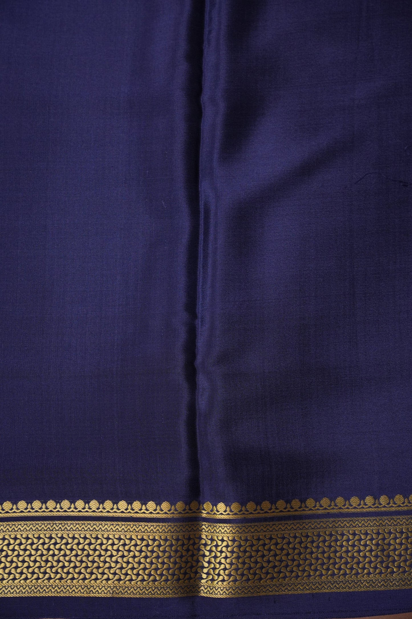 Half and Half Pure Crepe Mysore Silk Saree - Navy Blue & Teal Green