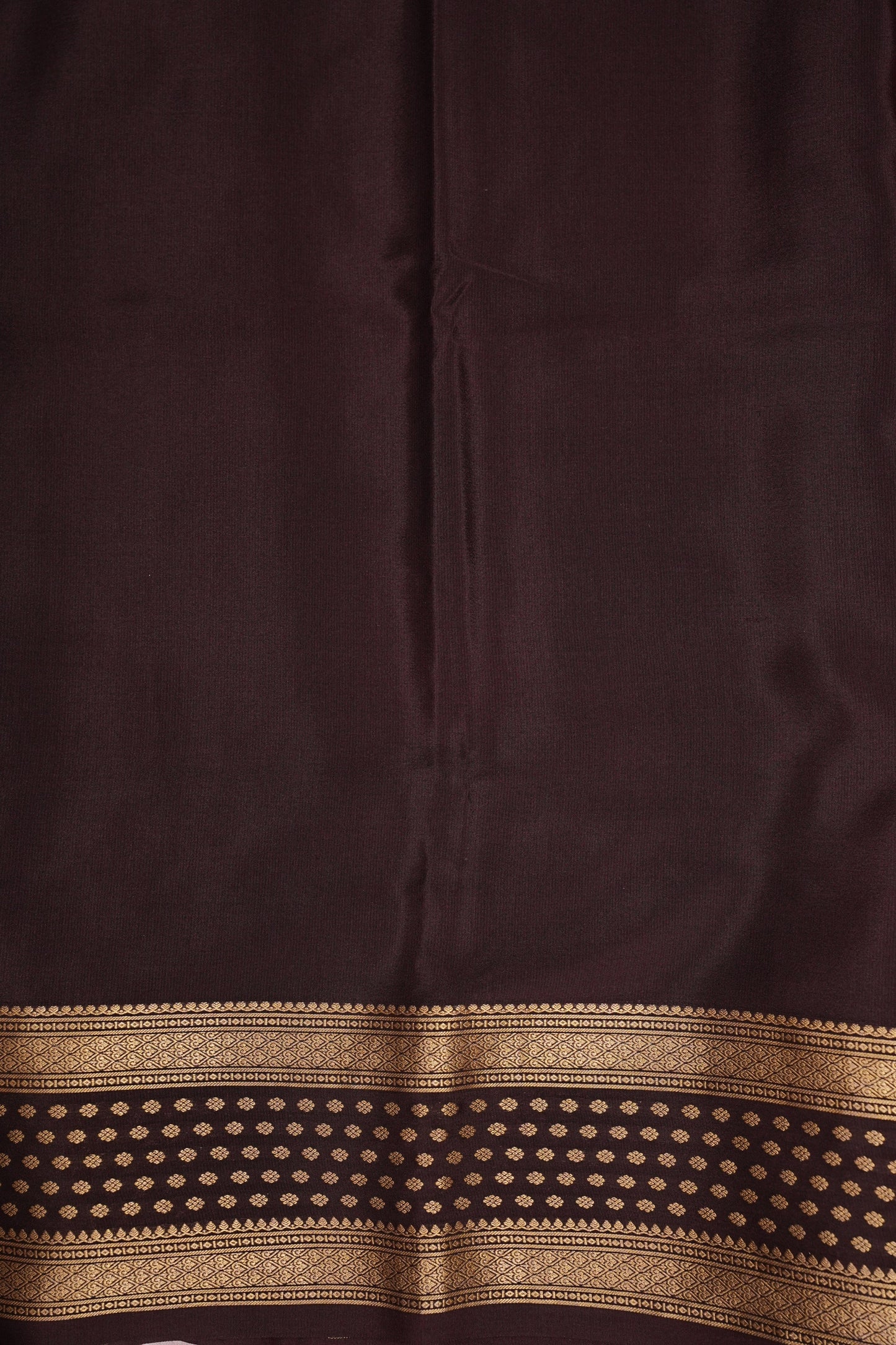 Pure Crepe Mysore Silk Saree - Maroon & Coffee Border