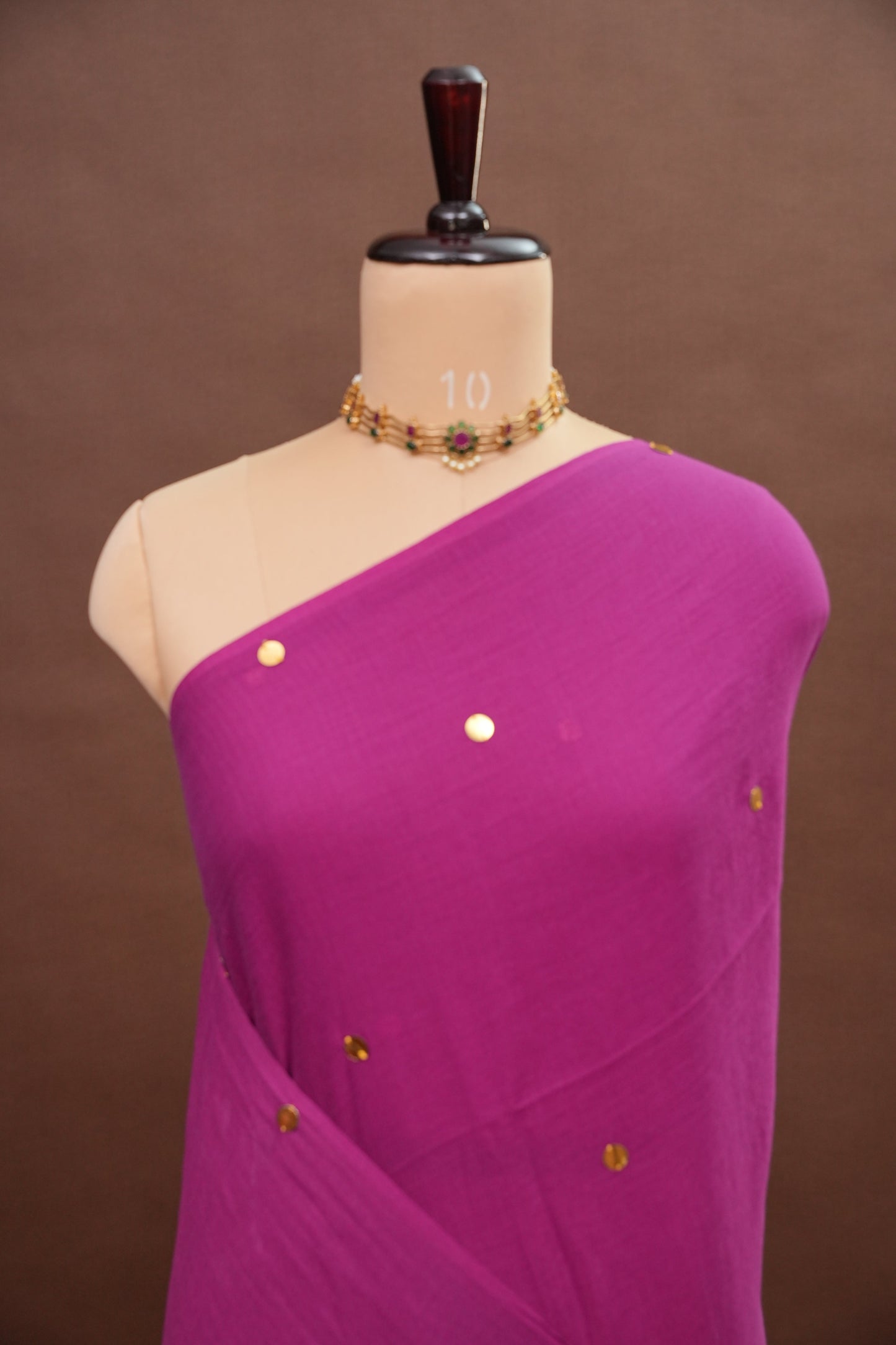 Mulmul Cotton Saree with Tassels - Dark Pink