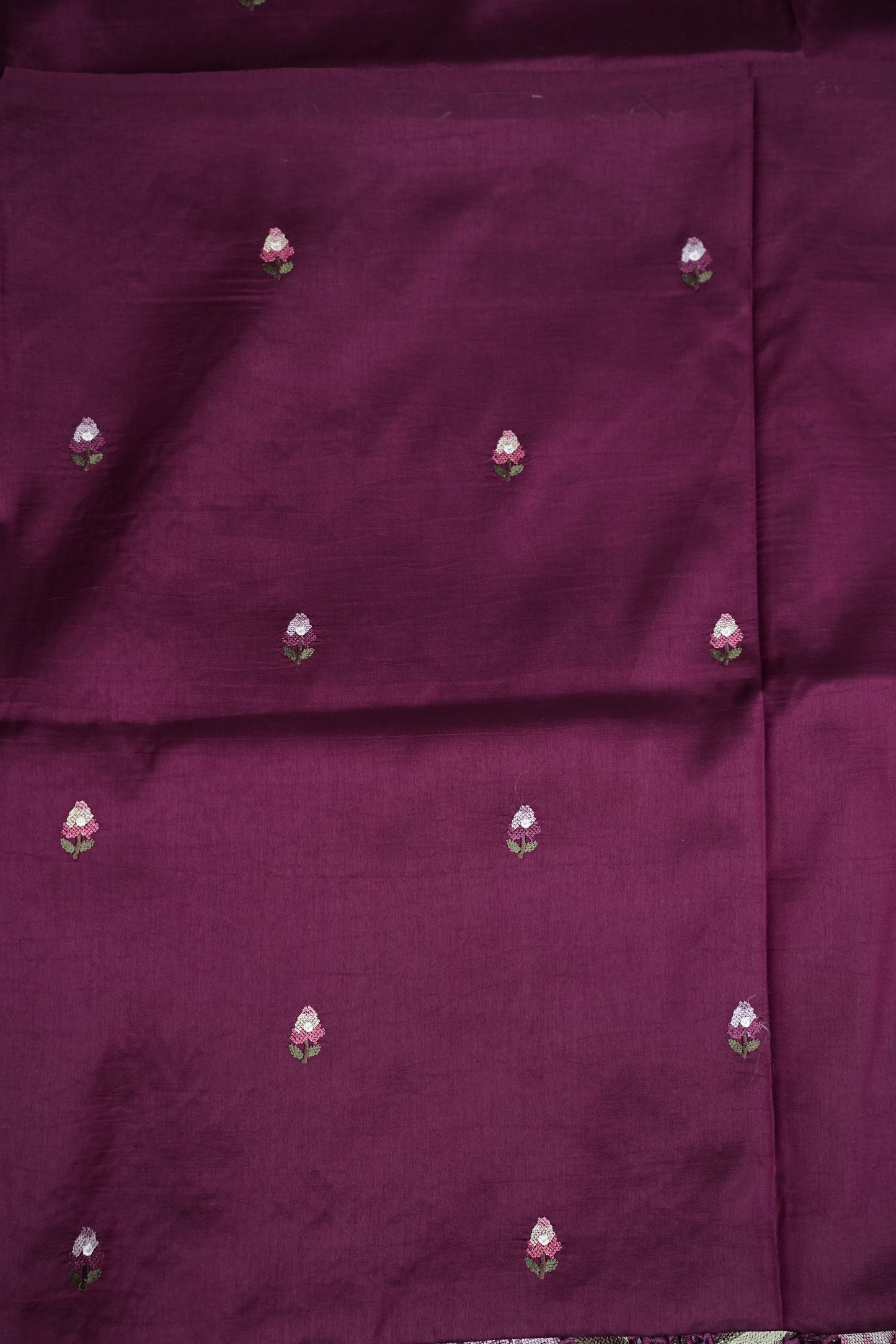 Party Wear Embroidered Soft Organza Saree – Wine Floral Elegance