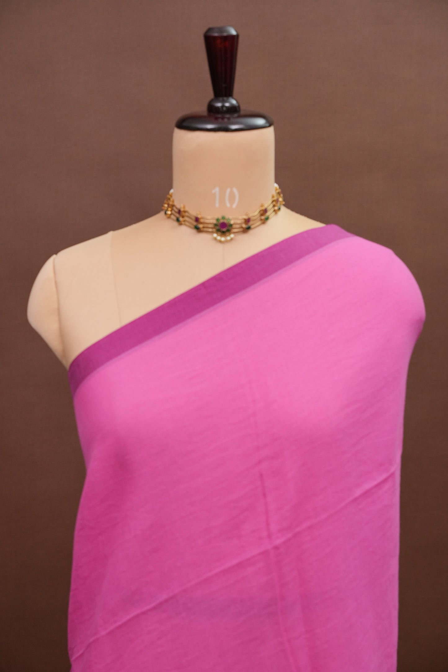 Mulmul Cotton Saree with Tassels - Pink
