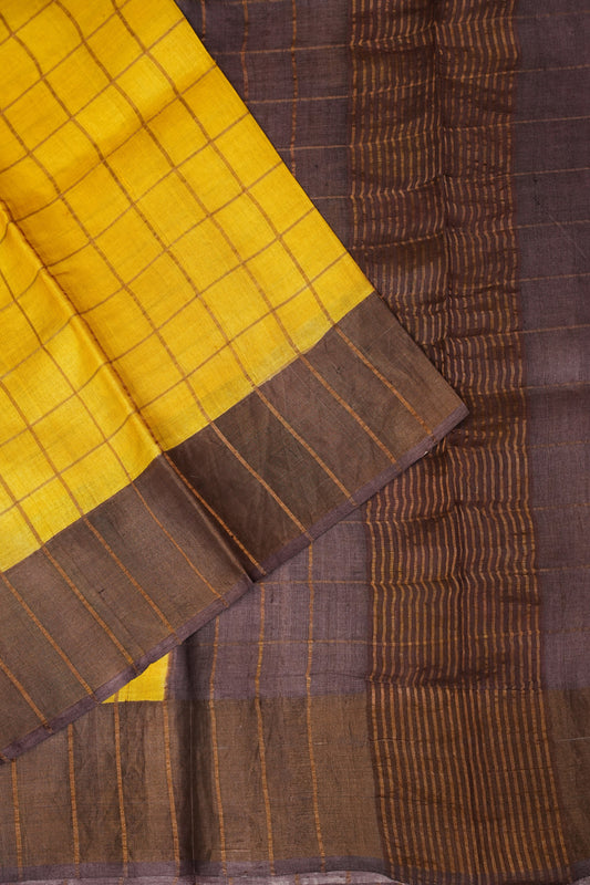 Pure Tussar Silk Saree with Handpainted Blouse-|Silk Mark Certified