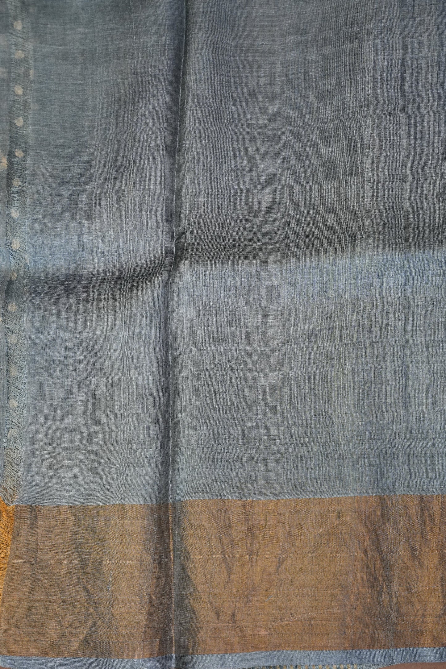 Geometric Patterned Pure Tussar Silk Saree-Grey|Silk Mark Certificate