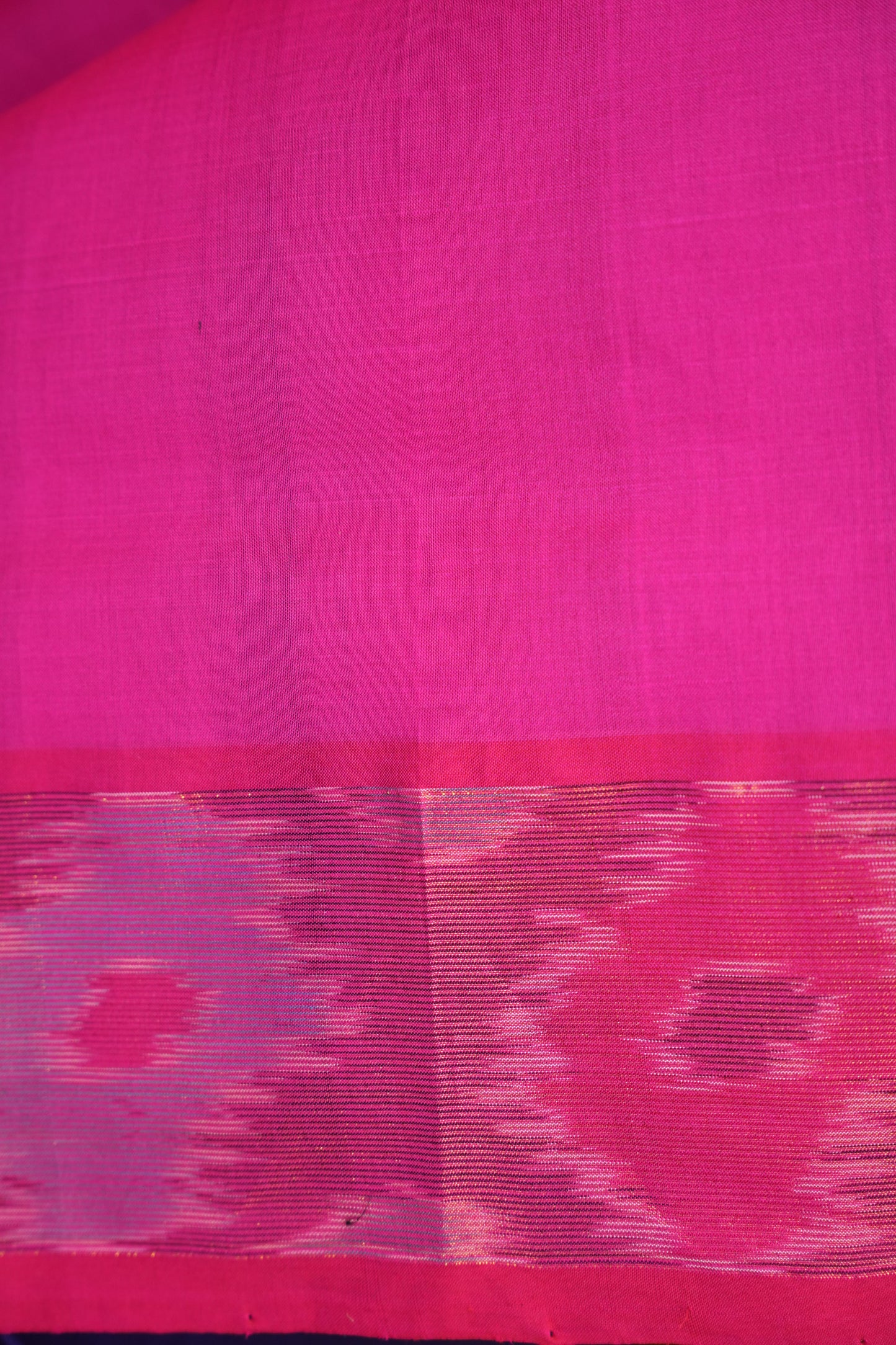 Ikkat Cotton Silk Saree - Purple with Pink