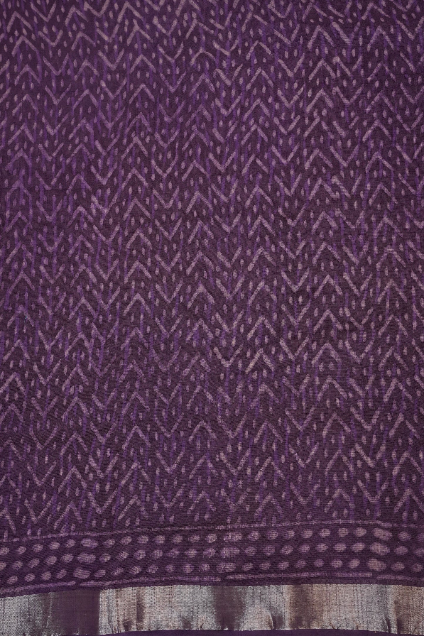 Handcrafted Purple Dabu Print Linen Cotton Saree with Traditional Block Print Patterns