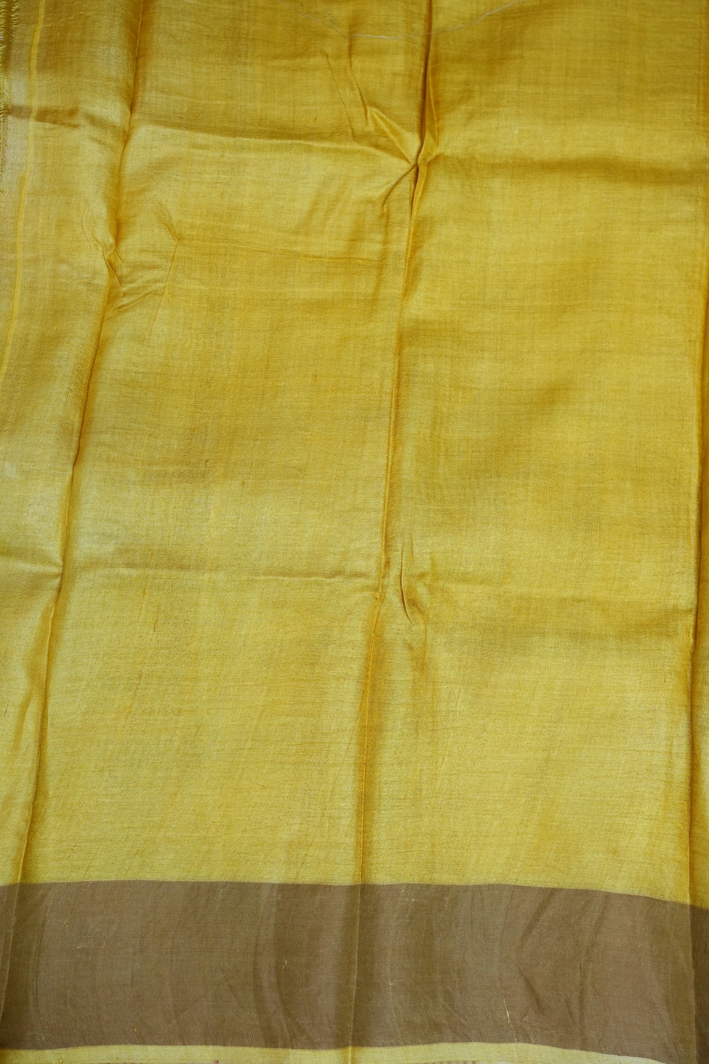 Pure Tussar Silk Saree Steel Grey with Lemon Yellow Pallu|Silk Mark Certified