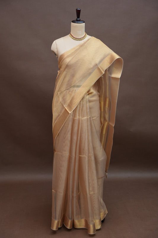 Premium Tissue Silk Saree β Elegant Champagne Gold Grace