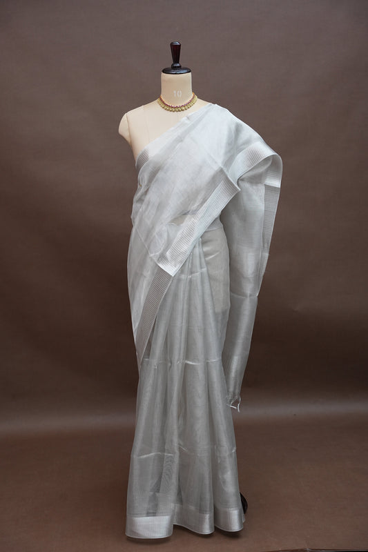 Premium Tissue Silk Saree β Timeless Silver Elegance