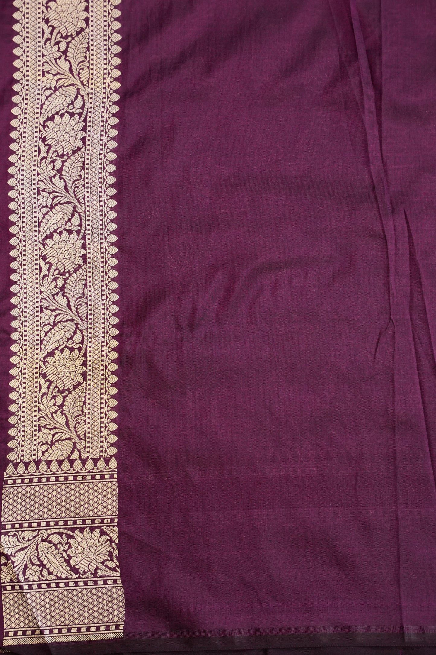 Pure Handloom Silk Katan Banaras Saree - Wine|Silk Mark Certified