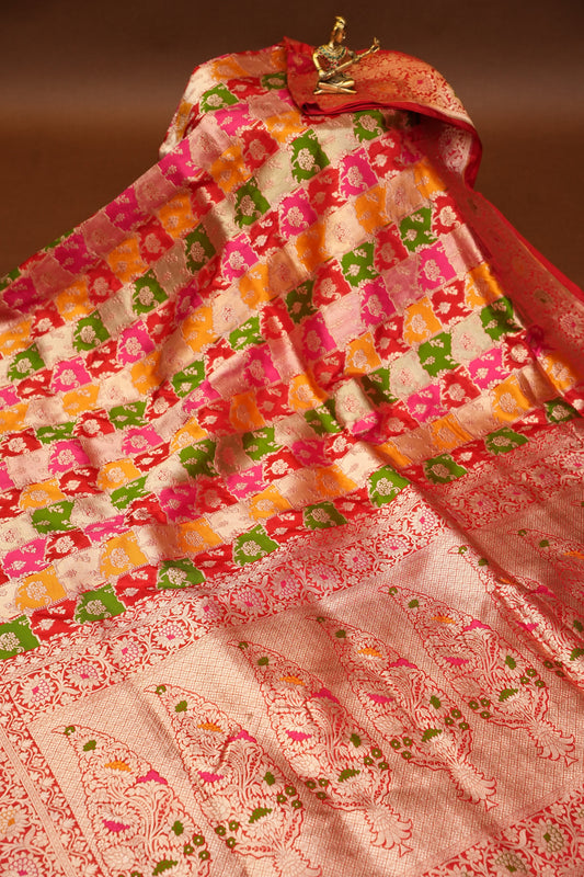 Rangkat Pure Silk Katan Banaras Saree - Red|Silk Mark Certified