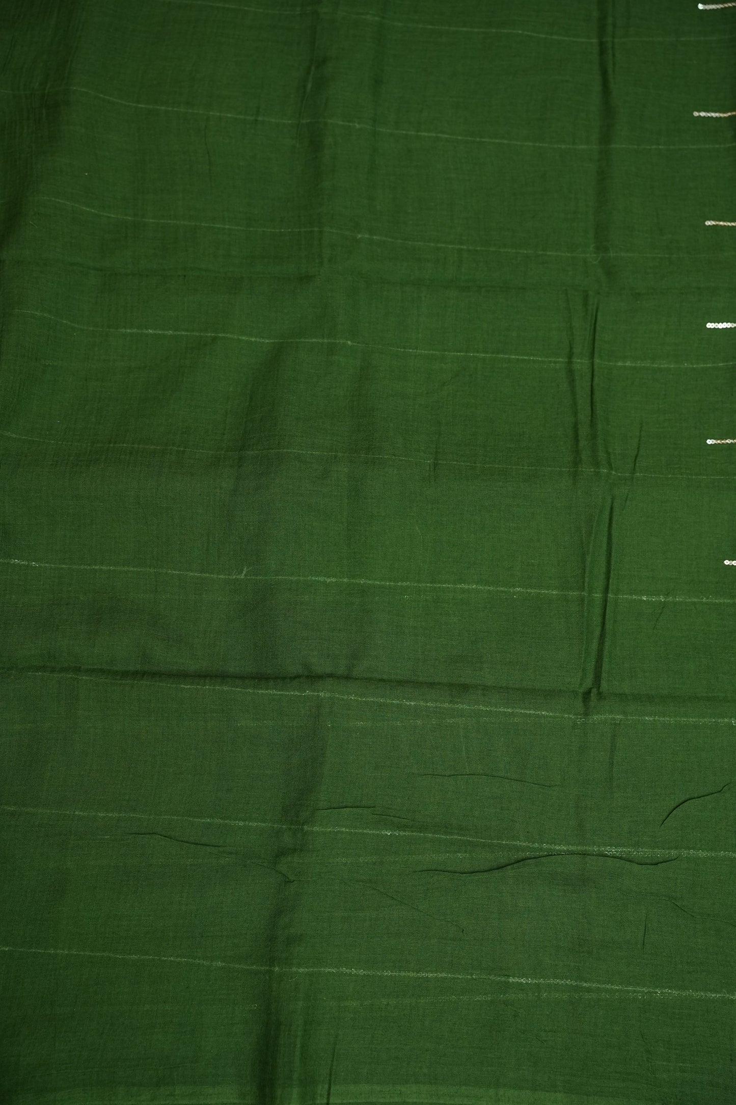 Mulmul Cotton Saree with Tassels - Bottle Green