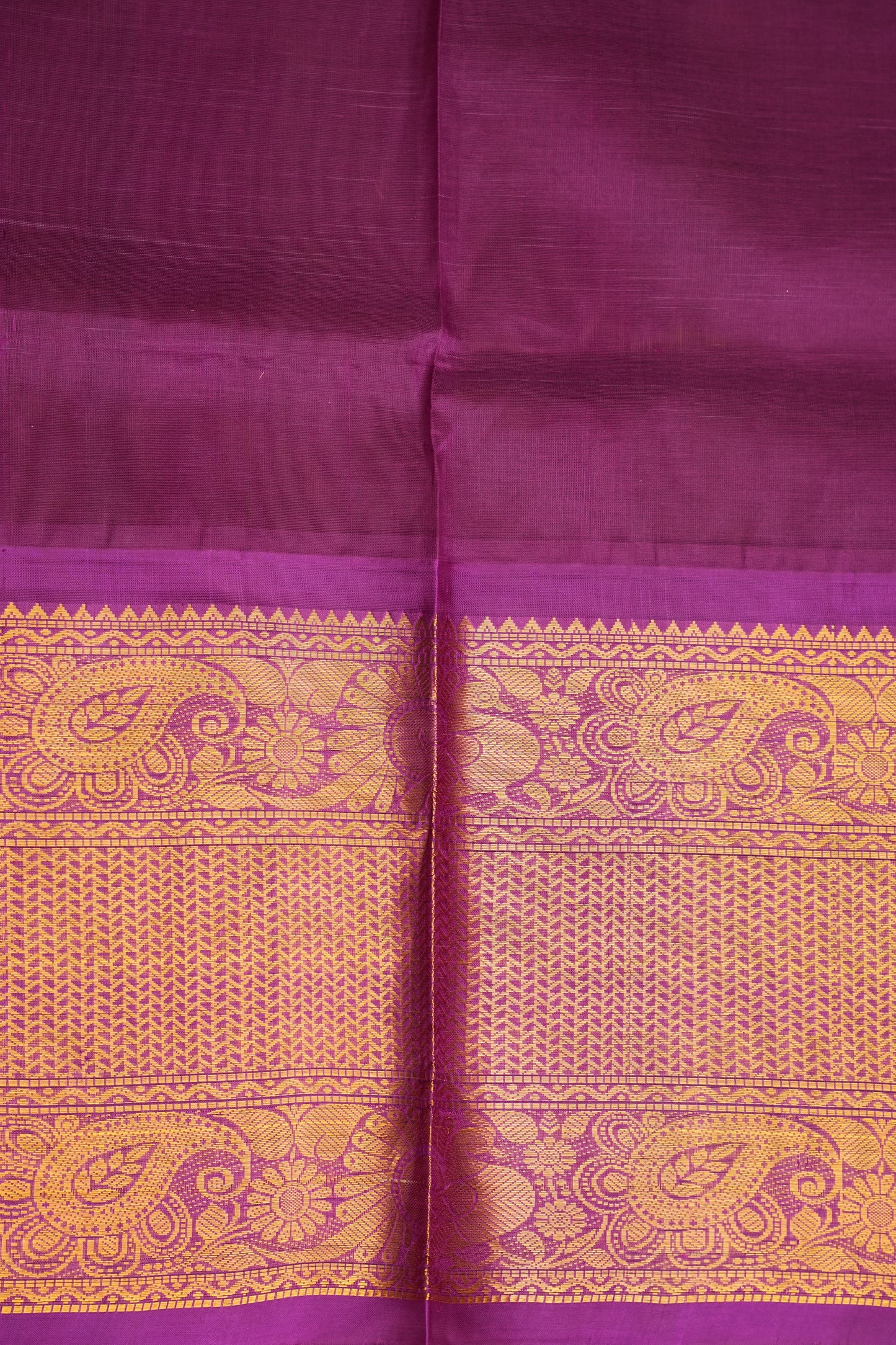 Pure Kuppadam Silk Cotton Saree - Yellow & Purple