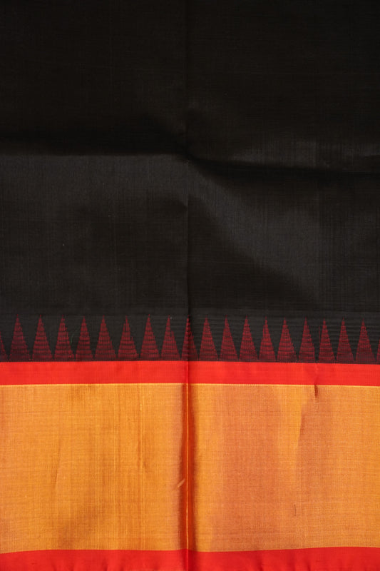 Pure Kuppadam Korvai Silk Cotton Pattu Saree-Black & Red