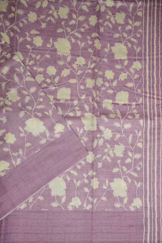 Semi Raw Silk Saree β Lavender Bloom Elegance
