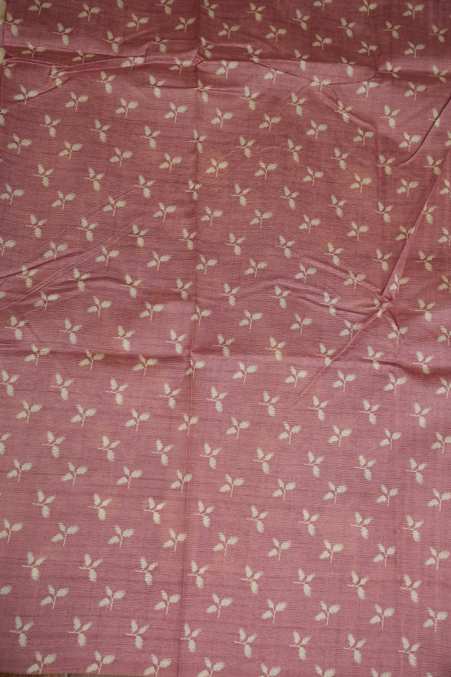 Semi Raw Silk Saree β Blush Pink Floral Elegance