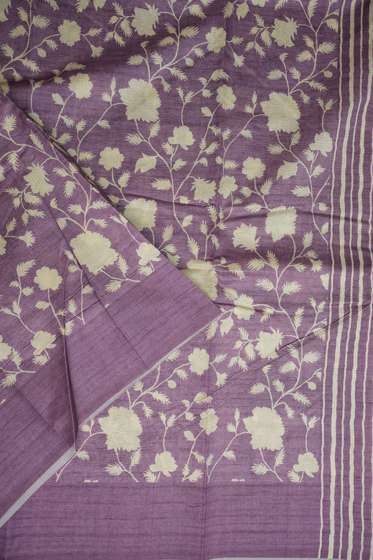 Semi Raw Silk Saree β Lavender Bloom Elegance