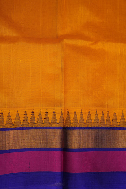 Pure Kuppadam Korvai Silk Cotton Pattu Saree-Yellow & Blue