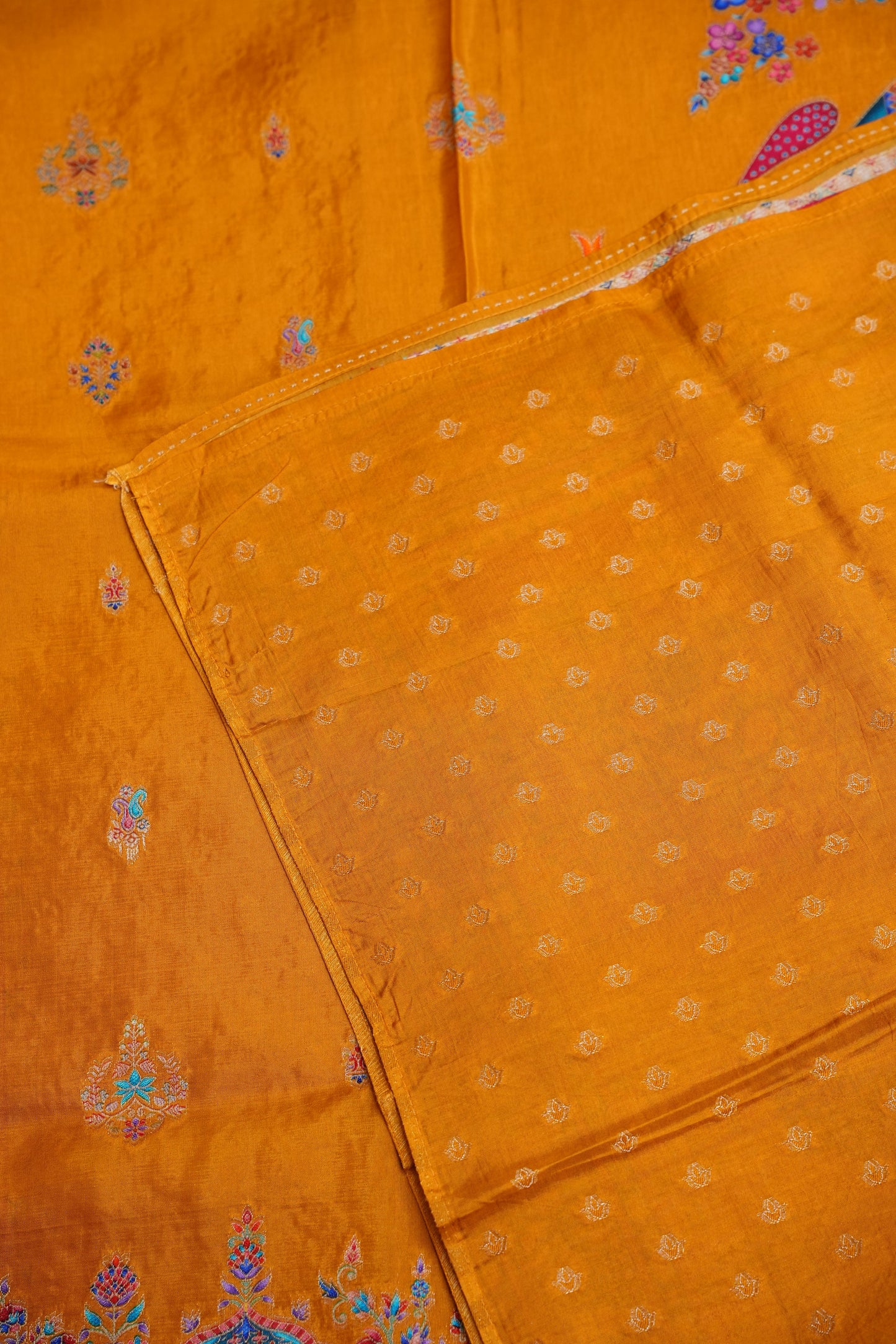 Kashmiri Pashmina Banarasi Story Telling Saree - Mustard Yellow