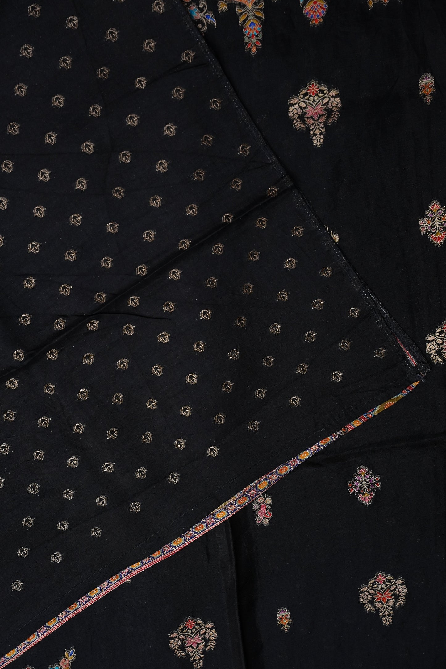 Kashmiri Pashmina Banarasi Story Telling Saree - Black