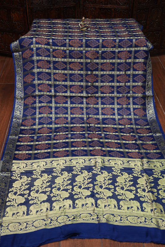 Bandhini Garchola Modal Silk Saree - Dark Blue