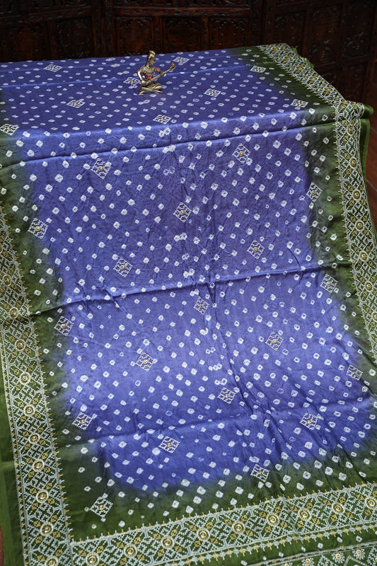 Pure Gajji Silk Bandhini Saree - Lavender