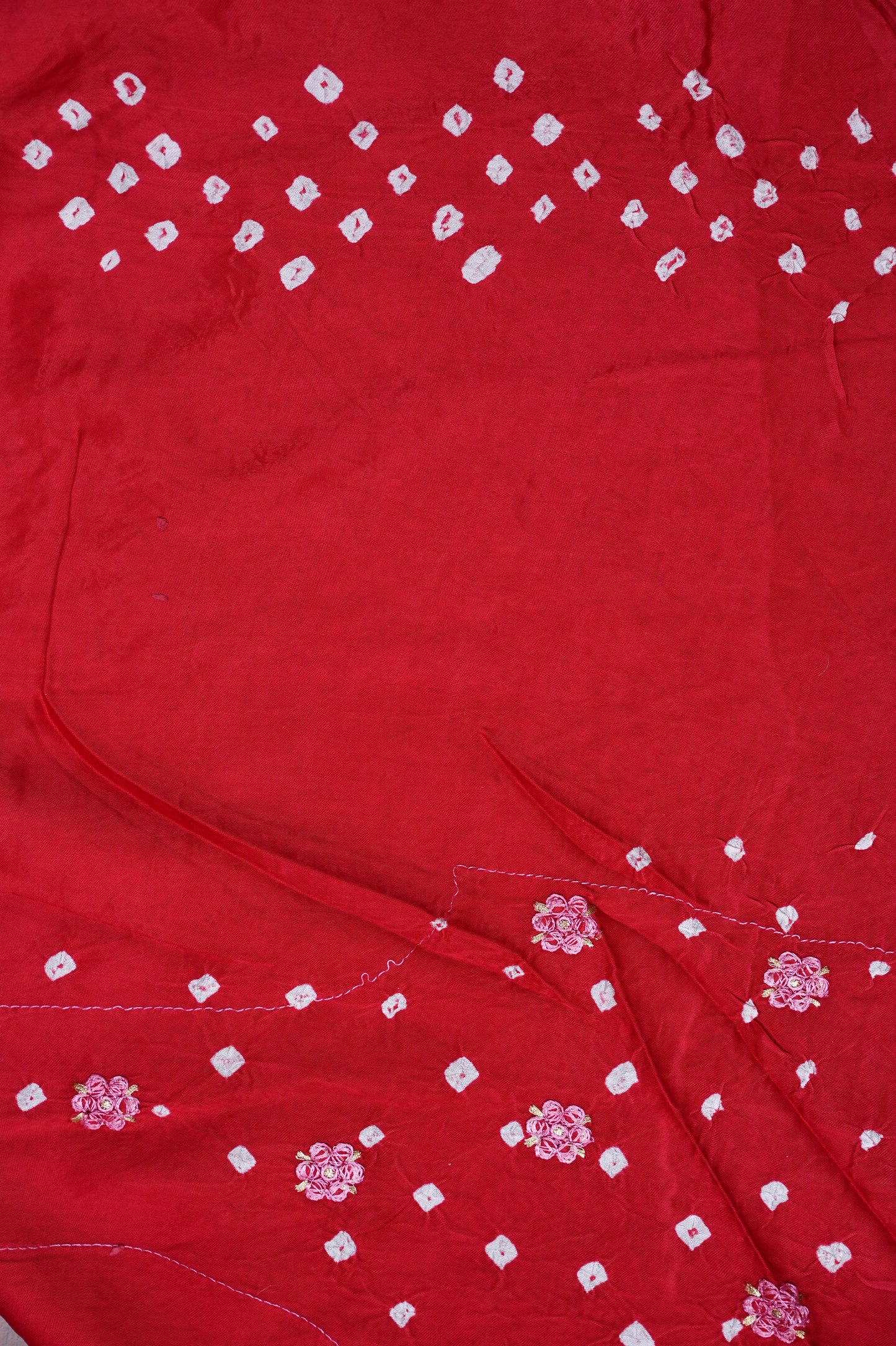 Pure Gajji Silk Bandhini Saree - Multicolor