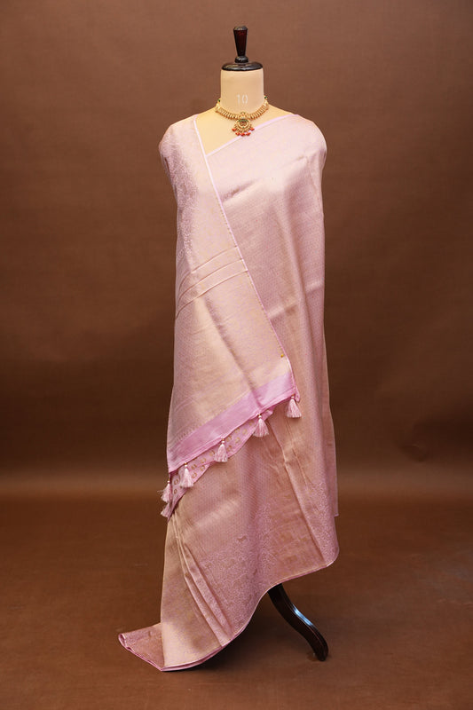 Shikargah Soft Banarasi Silk Saree–Light Pink