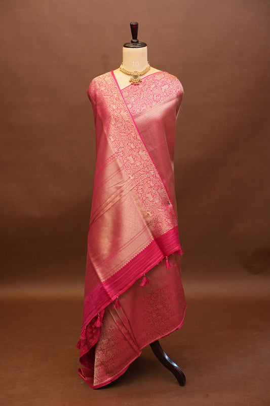 Shikargah Soft Banarasi Silk Saree–Pink
