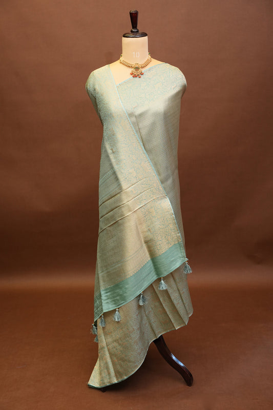 Shikargah Soft Banarasi Silk Saree–Aqua