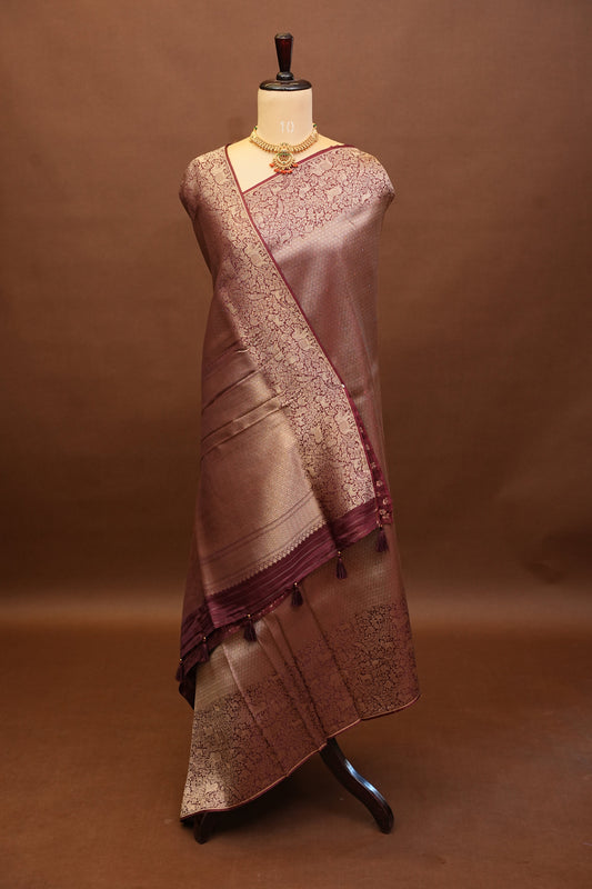 Shikargah Soft Banarasi Silk Saree–Maroon