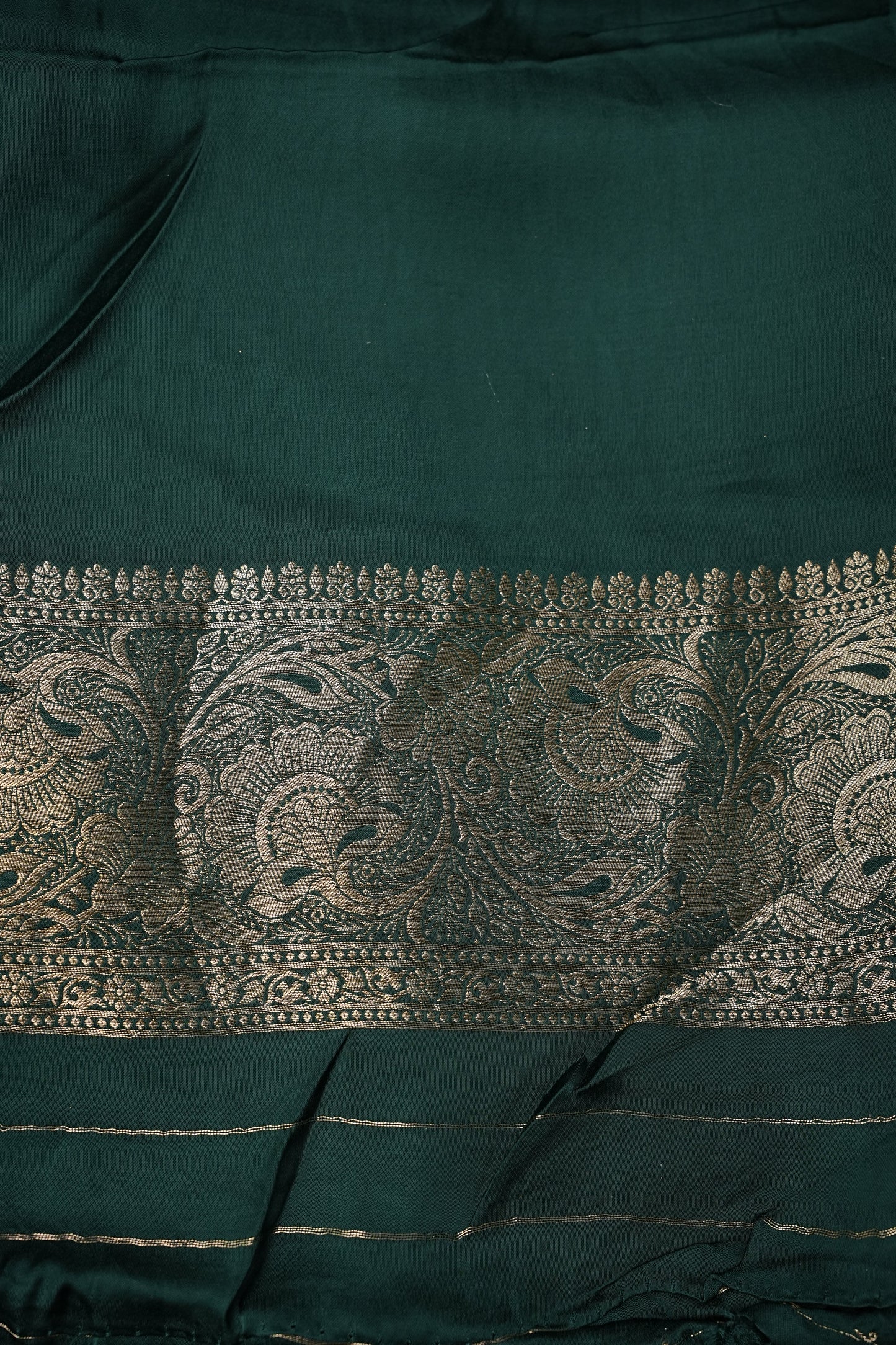 Banarasi Mashru Silk Saree - Emerald Green