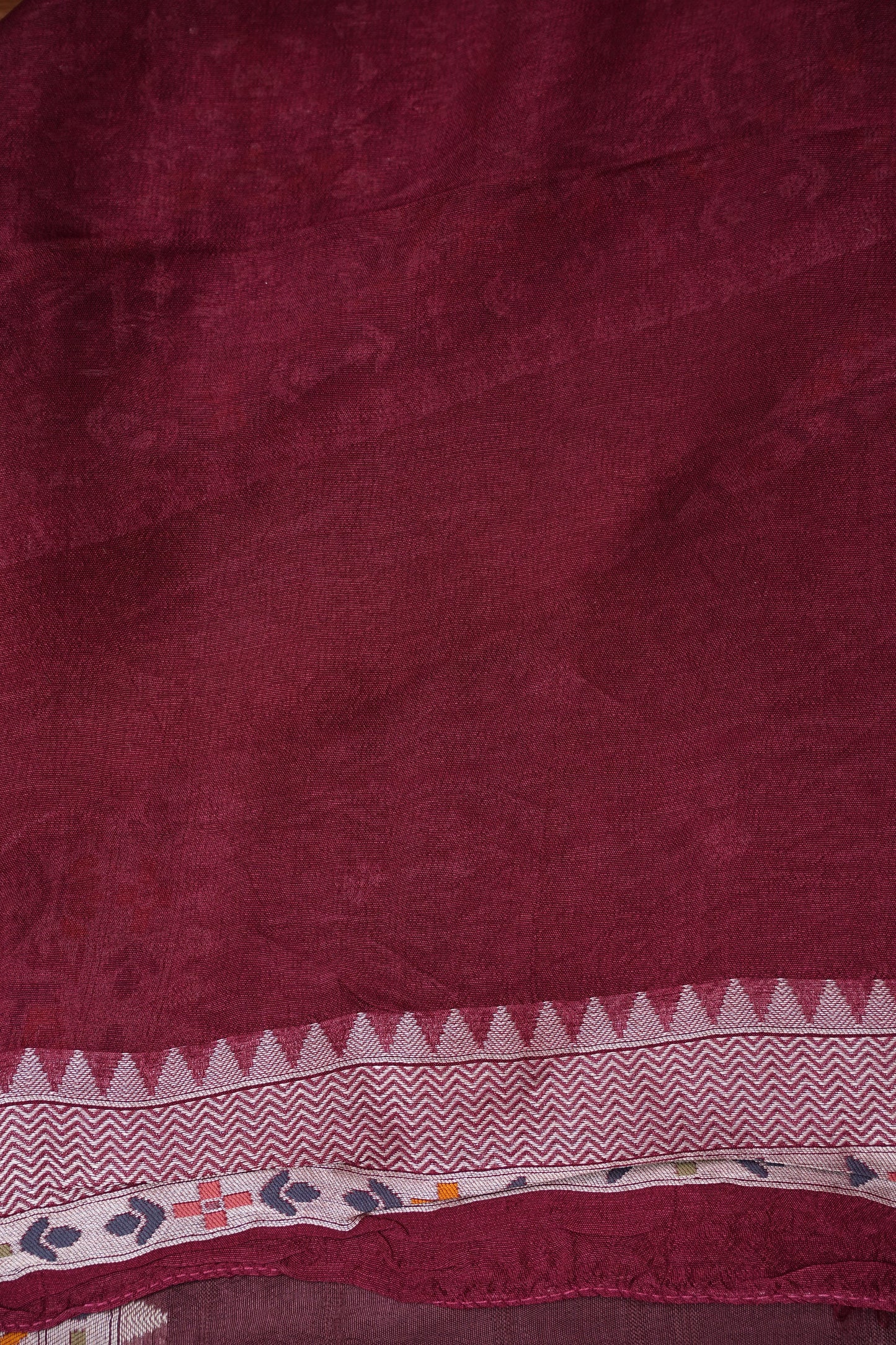 Tussar Banarasi Raw Silk Saree with Floral Paithani Weaves β Mauve Pink & Wine Border