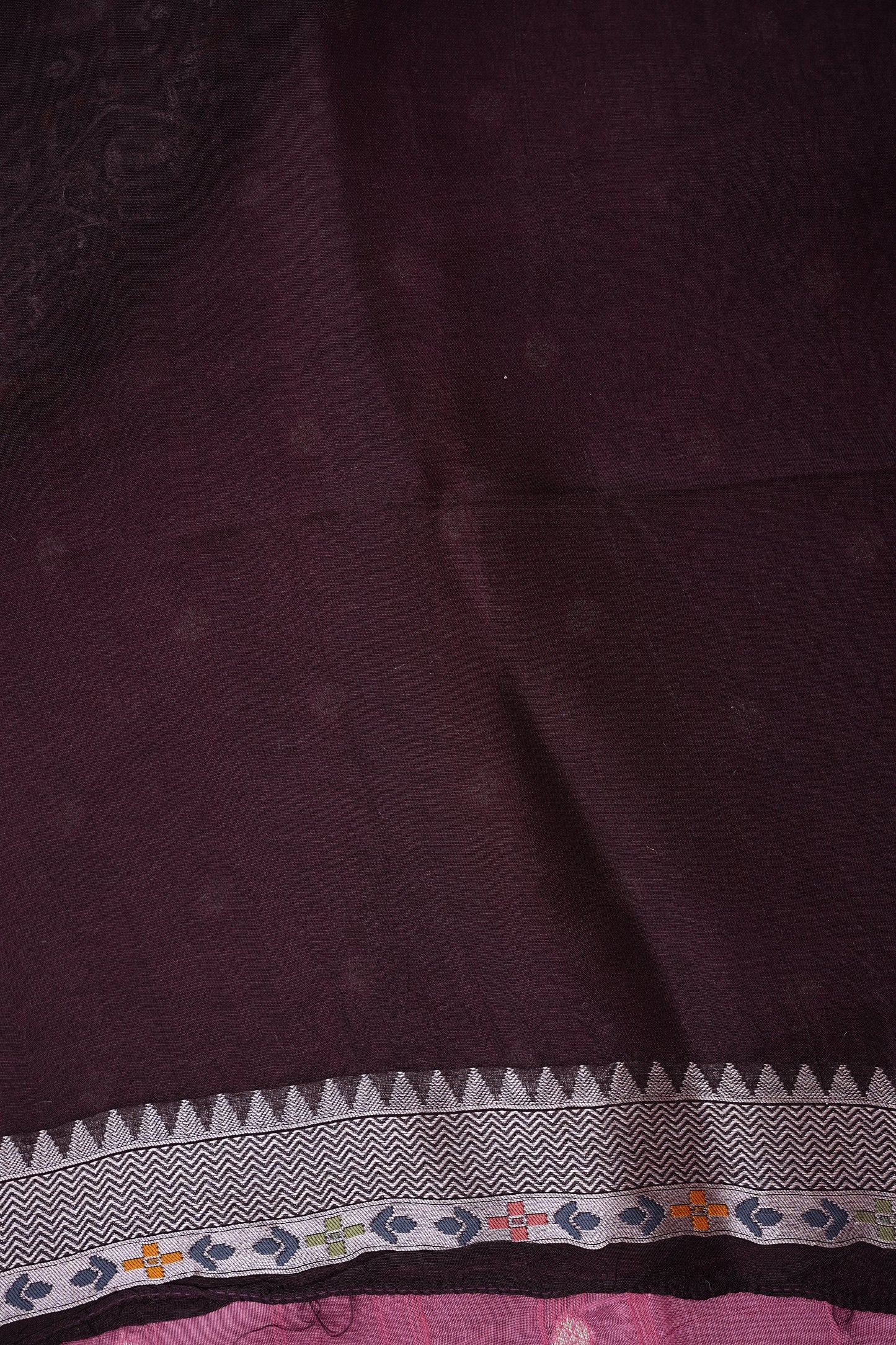 Tussar Banarasi Raw Silk Saree with Floral Paithani Weaves β Blush Pink & Deep Wine Border
