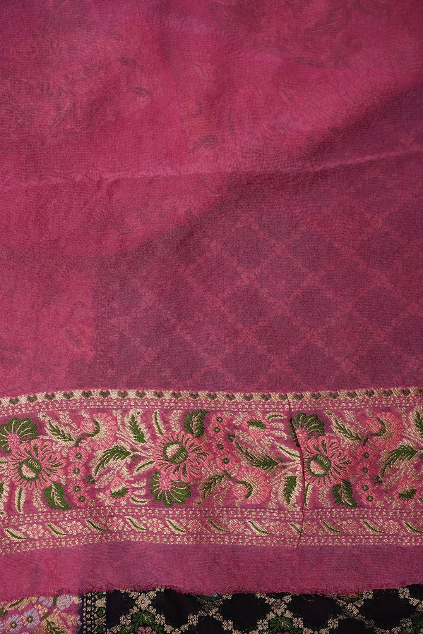 Banarasi Georgette Silk Saree - Black & Pink